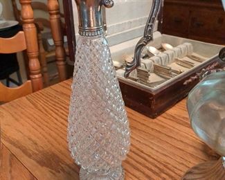 Vintage silver plate and glass decanter