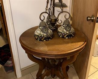 Round Accent Table, Hanging Light Fixture