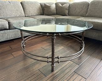 CUSTOM MICHAEL BARNA METAL & GLASS COFFEE TABLE
