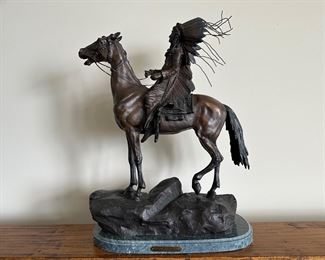 CARL KAUBA ‘MOUNTED INDIAN CHIEF’ SCULPTURE
