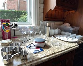 KITCHENWARE-ALL CLAD MEASURING CUPS, RIEDEL STEMWARE