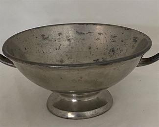 Antique Benedict Pewter 2-Handle Footed Bowl 