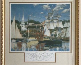 Reflections of New Port Print Signed by Artist, John Philip Hagan Custom Matted and Framed  (27.5 “ x 27.5”)