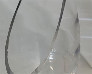 Mid Century Heavy Crystal Oval Diagonal Cut Foote Vase (11”H x 5”D)