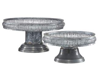 Farm House Galvanized Cake Stands:  Large: 16”D x 8”H - Small: 11”D x 6”H