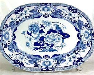 “Blue Pheasant” Stoke Works 19th Century Blue Transfer Ware Platter.   
Stephen Folch Stoke Works 1819- 1829 Manufacturer of earthenware, ironstone at the Stoke Works, Church Street, Stoke, Stoke-on-Trent