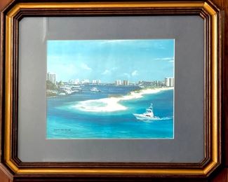 Legendary Marina Harbor, Destin Florida by Artist Barbara Oaks Dockery Signed and Numbered Print 