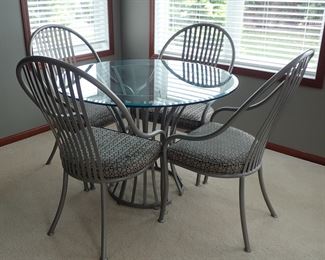 JOHNSTON CASUALS - TABLE W/GLASS TOP & 4 CHAIRS