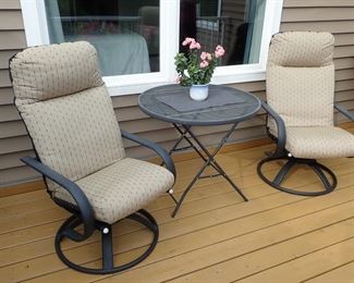 OUTDOOR PATIO FURNITURE / ROCKER - SWIVEL CHAIRS - LG TABLE - SM TABLE