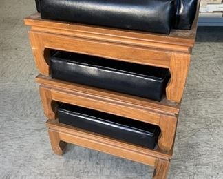 Vintage MCM 1970's stacking ottomans, set of three. Measure 17" x 17", each individual footstool is 7" h., stacked height is 24". 