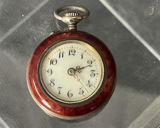 .800 Silver Enameled Case Pendant Watch