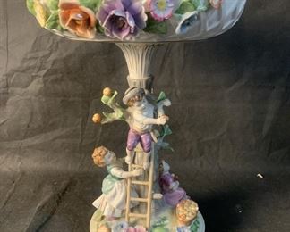 ntage Schierholz porcelain compote, hand painted children on a tree. 12.5" h. x 9", made in Germany. 