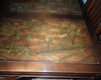 DETAILED CARVED ASIAN TABLE WITH 6 CHAIRS