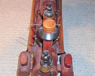 VINTAGE LARGE WOOD AND METAL TRAIN ENGINE