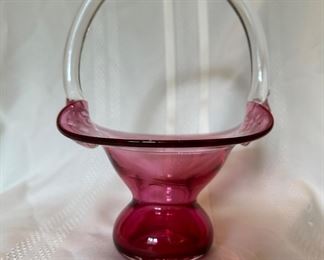 CRANBERRY GLASS BASKET