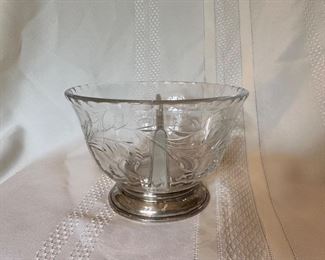 STERLING BASE CRYSTAL BOWL