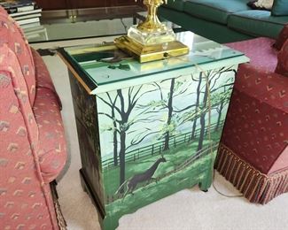 painted horse cabinet, back