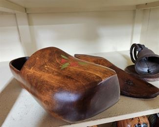 Antique Wooden Shoe and Antique Shoe Form 