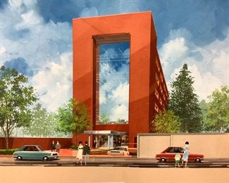 Architecture Exterior Acrylic Painting On Board
