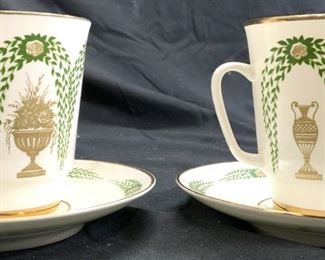 LOMONOSOV Set 4 Porcelain Cups & Saucers USSR
