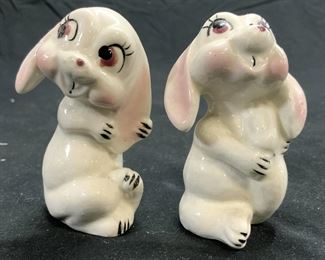 Lot 2 Porcelain Rabbit Salt & Pepper Shakers
