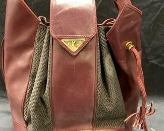 YSL Burgundy Leather Bucket Bag
