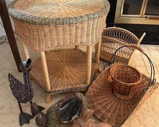 Wicker Side Table, Baskets, Home Accessories 
