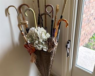 Vintage Umbrellas & Vintage Brass Embossed Umbrella Stand