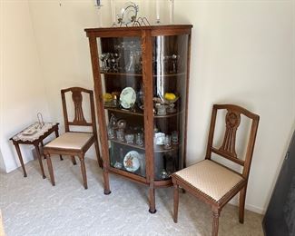 Antique Curio Cabinet, Glassware
