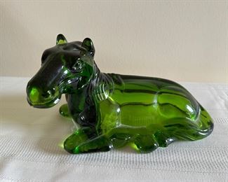 L.E. Smith Green Glass Horse