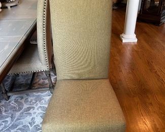 1of 6 armless chairs with nailhead trim 