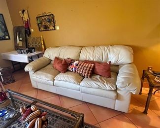 Leather sofa and matching love seat 