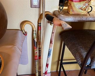 Hand painted walking sticks