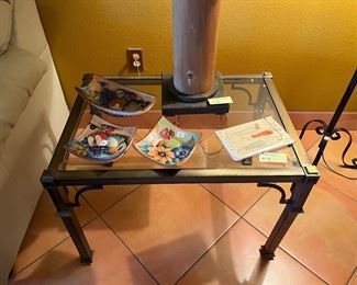 Glass and wrought iron table