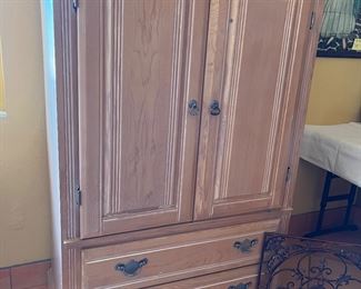 White washed pine entertainment center