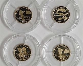 Four 1/2 Gram 14k Gold Liberia $10 Proof Coins
