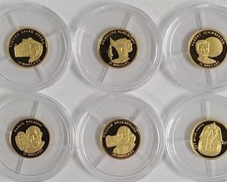 Six 3/4 Gram .999 Gold Liberia $25 Proof Coins