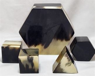 5 Mid-Century Steer Horn Trinket Boxes