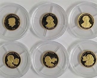 Six 3/4 Ounce .999 Gold Liberia $25 Proof Coins