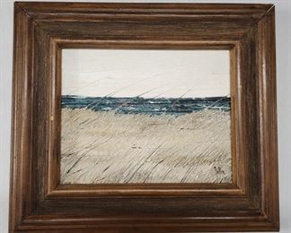 Ted Fuller Signed Beach Scene Oil on Canvas Painting