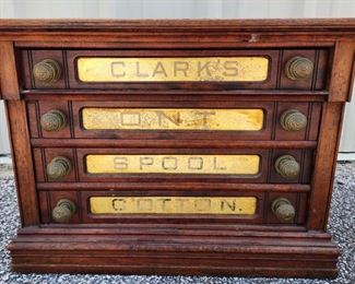 Antique Clark's ONT Spool Cotton Cabinet