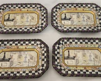 4 Mackenzie-Childs Courtly Check Appetizer Plates