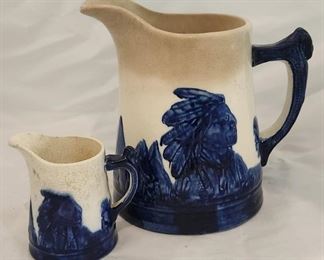 Pair of Antique Old Sleepy Eye Pitchers