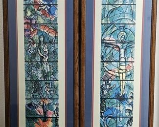 Two Marc Chagall Stained Glass Lithograph Prints