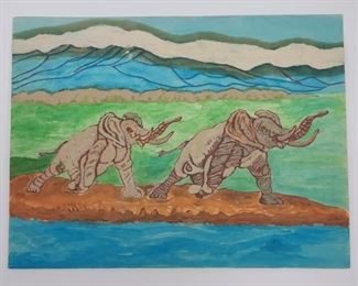 Robert Bannister Original Art - Elephants
