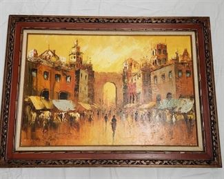 France Street Scene Oil on Canvas by P. Murphy