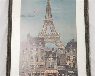 Michel Delacroix Signed Eiffel Tower Litho