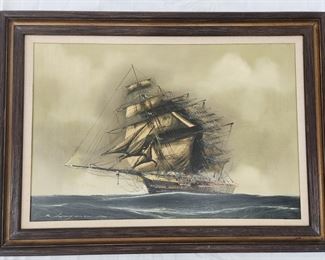 Renato Longanesi Clipper Oil on Canvas