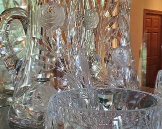 Cut glass Pitcher and Bowl