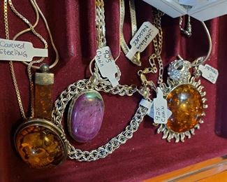 Sterling, Amber, Stone Jewelry